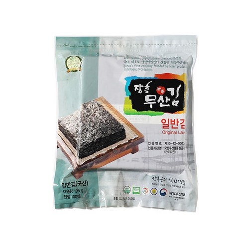 장흥무산김 일반김 100매 1봉, 195g, 1개