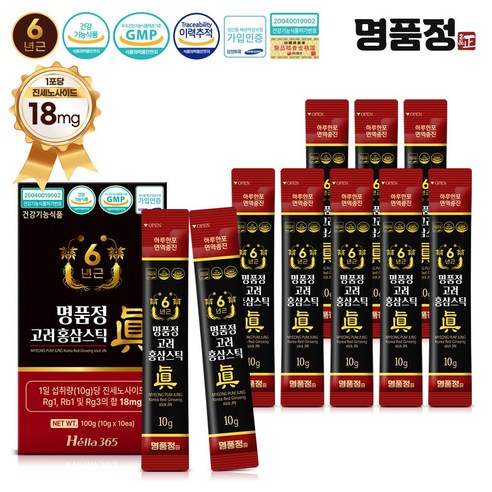 명품정 6년근 고려 홍삼 스틱 진 실속형 1포당 진세노사이드 18mg