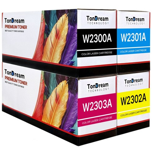 HP 230A W2300A 4색세트 호환 토너 Laserjet Pro 4203dn 4203dw MFP 4303dw 4303fdn 4303fdw 재생, 1세트, 검정,파랑,노랑,빨강