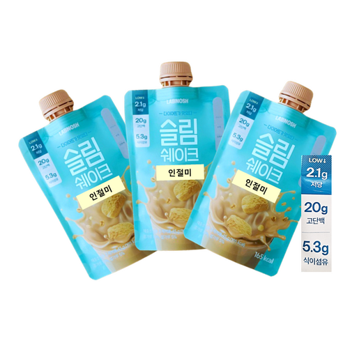 랩노쉬 슬림쉐이크 인절미맛 소분판매 식사대용, 45g, 3개