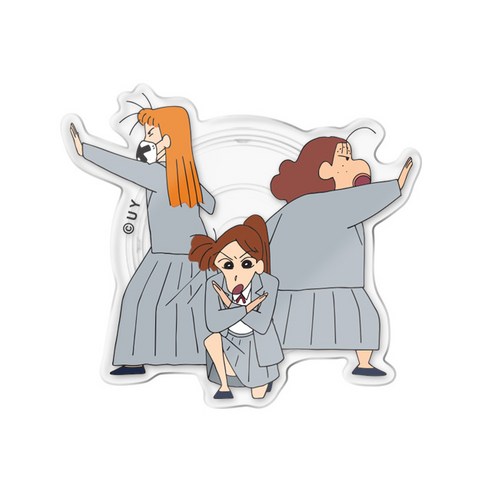 짱구는못말려 떡잎마을사람들 아크릴 스마트 그립톡, 1개, 붉은장미삼총사