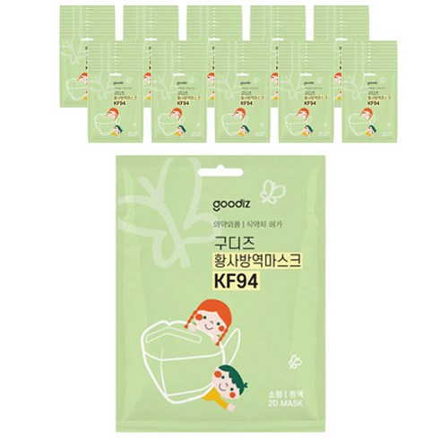 행복앤 구디즈 쉴드 소형 새부리형 kf94 마스크, 100개, 화이트, 1개입