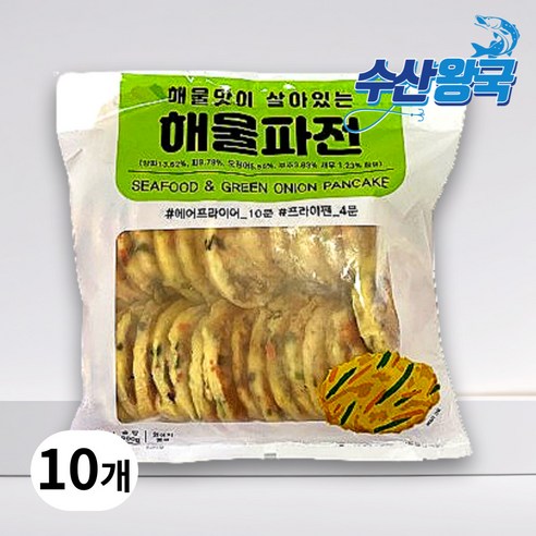 수산왕국 냉동 해물파전 오징어 새우 부침개, 10개, 900g