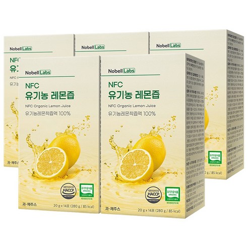 노벨랩스 착즙 100% 유기농 레몬즙, 5개, 280g