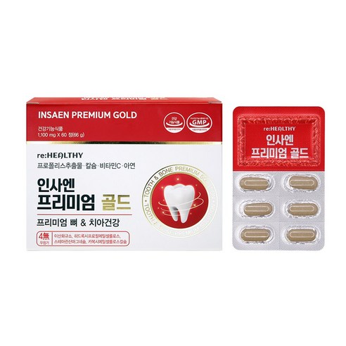 이가탄탄 잇몸영양제 프로폴리스 함유 치아 뼈 잇몸 인사엔 프리미엄 잇몸영양제, 3개, 60정
