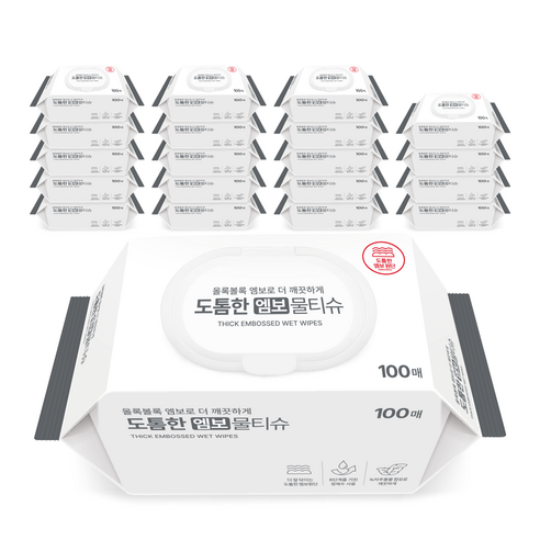 홈플러스 도톰한 엠보 물티슈 캡형 대용량, 20개, 100매입, 50g