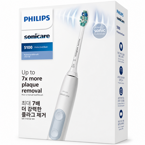 굿픽샵 코스트코 필립스 소닉케어 전동칫솔 음파칫솔 7배 플라그제거 충전식+고급 수세미 증정, 2개, 화이트, HX6403