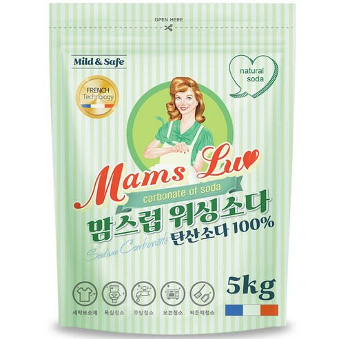 맘스럽 워싱소다 탄산소다 초강력 세탁보조제 100% 탈취인증, 5kg, 1개