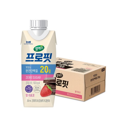 셀렉스 프로핏 완전단백질 드링크 딸기초코맛 250ml, 18개