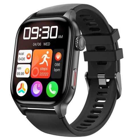 블루투스 스마트워치 WAZ 8 통화가능 GPS 아웃도어 운동 헬스시계, GPS + 블루투스, 5.1cm, 블랙
