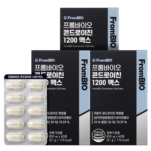 [본품기획세트] 프롬바이오 콘드로이친 1200 맥스 + 매스틱 2포 글루코사민 소연골 상어연골, 60정, 3박스