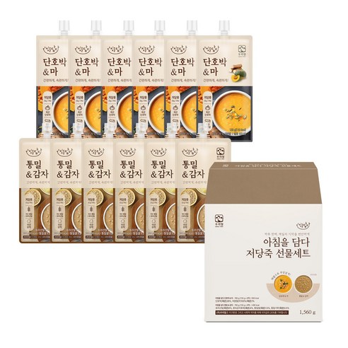 아침을담다 저당죽 선물세트 ( 단호박&마 +통밀&감자 ), 1560g, 1개