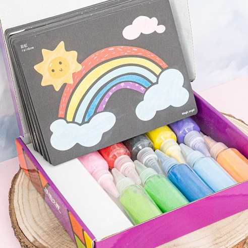 민화샵 색모래 샌드아트 패키지박스 12색 24도안 세트 DIY 모래놀이