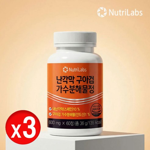 난각막 가수분해물 난각막 NEM 난간막 구아검 효능 60정, 2개, 60정