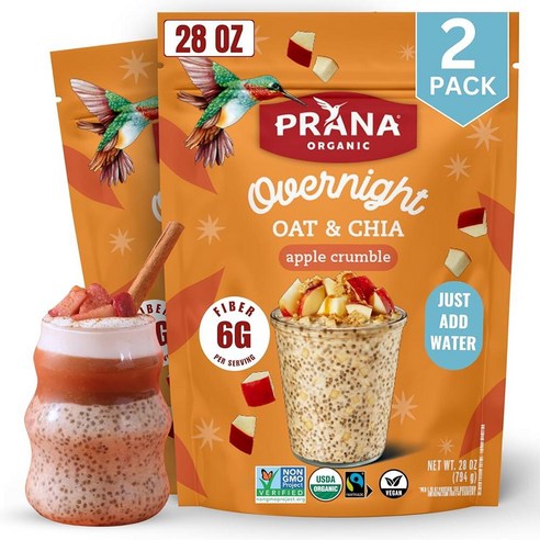 Prana 오버나이트 귀리 베리 요정 | 풍부한 섬유질 단백질 프리 바로 먹을 수 있는 아침 식사 793.8g28온스 백 2팩 191904