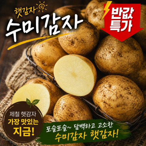 [초가성비]역대급특가 따끈포슬 담백고소 햇 수미감자, 1박스, 3kg(중)