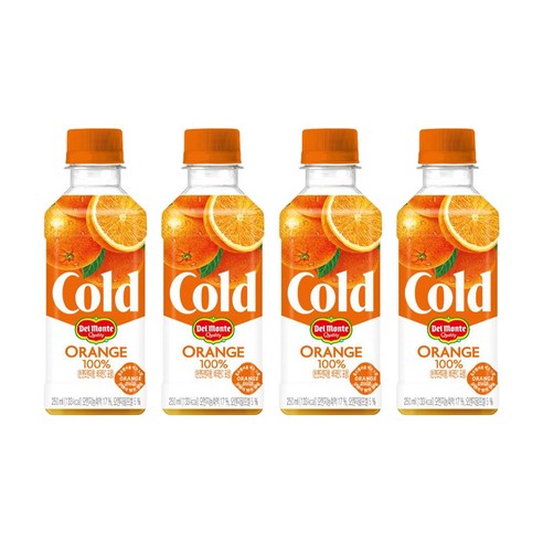 델몬트 콜드 100% 오렌지, 250ml, 4개