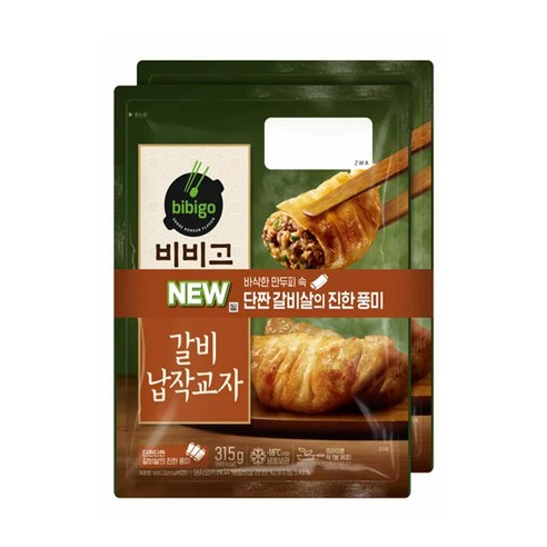 CJ 비비고 갈비 납작 교자만두 315G, 315g, 2개