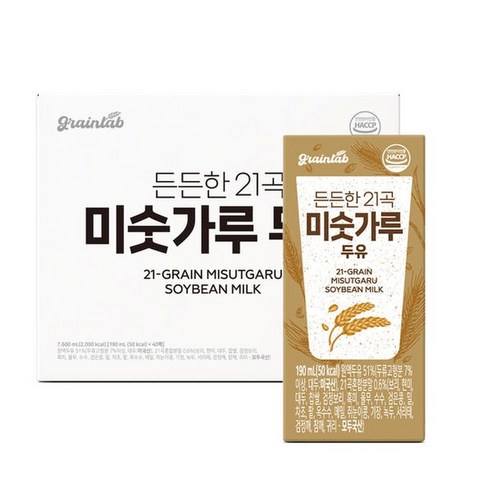 그레인랩 든든한 21곡 미숫가루 두유 190ml 40팩