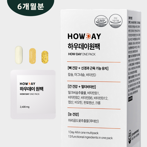 하우데이 원팩 하루한포 올인원영양제 멀티비타민 밀크씨슬 루테인 칼슘 마그네슘 비타민d, 6개, 30회분