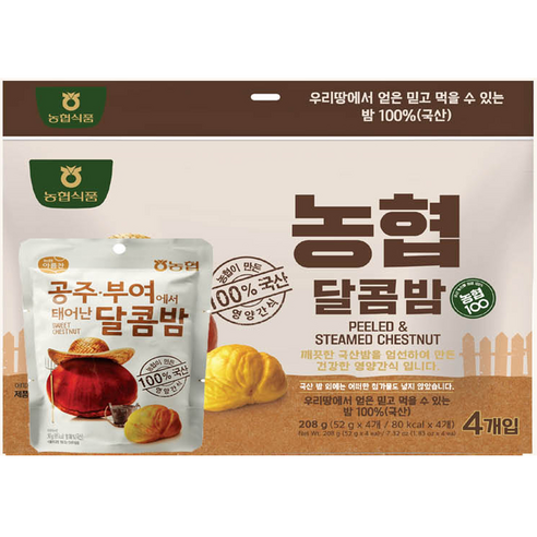 농협 국산맛밤 달콤밤 4입팩 1개, 52g, 4개