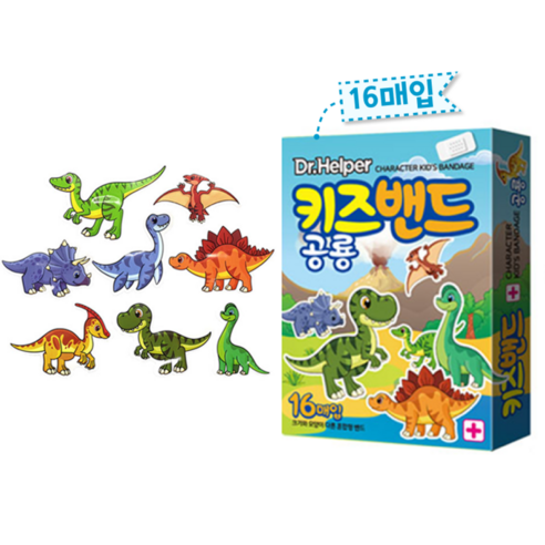 닥터헬퍼 캐릭터 키즈밴드 혼합형 모양 반창고 유아 어린이 상처 밴드, 5개, 1개입