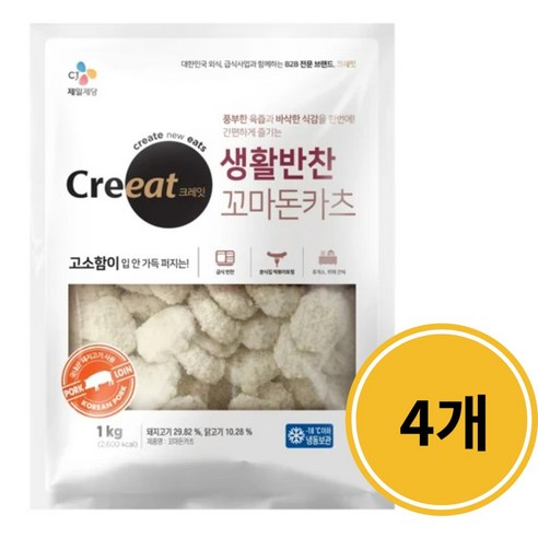 CJ 크레잇 꼬마 미니 꼬돈 돈카츠 돈까스, 1kg, 4개