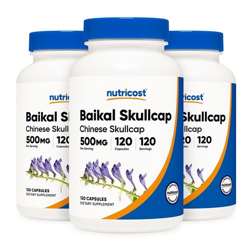 뉴트리코스트 황금추출물 바이칼 스컬캡 Baikal Skullcap 500mg 120캡슐 3병