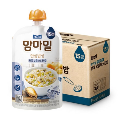 맘마밀 이유식 15개월 전복 모듬채소진밥140g x 10팩, 전복 모듬채소진밥