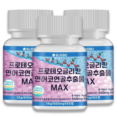 프로테오글리칸 연어코 연골 추출물 MAX 600mg 60정 2형 콜라겐 콘드로이친 글루코사민 류신 함유