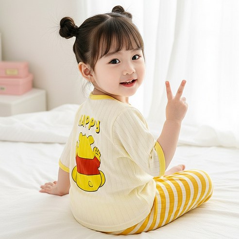 몽실이 뒷판 프린트 쟈가드 칠부실내복 베어 다이노 토끼 팬더 캐릭터 귀여운 7부 홈웨어