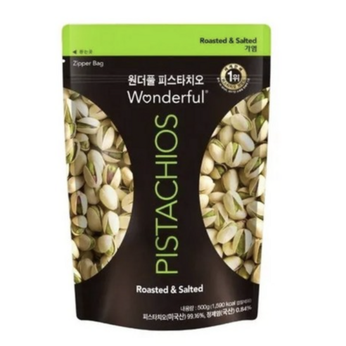 원더풀 가염 피스타치오 500g x 2개 하루견과류 카페 제빵 재료 수량제한 없음, 500g, 2개
