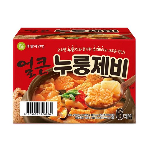 이가자연면 이가자연면 얼큰 누룽제비 6개입 2개 133.5g 1세트 1세트, 133.5g, 5세트