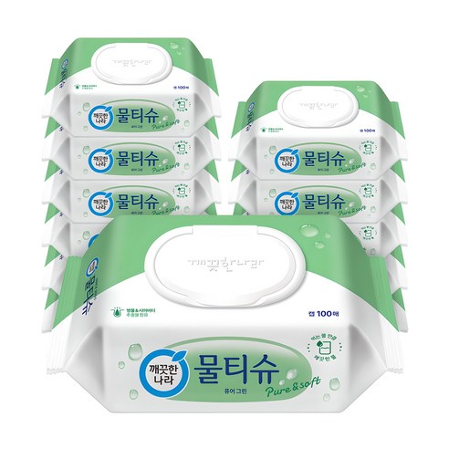 깨끗한나라 퓨어 그린 물티슈 캡형
