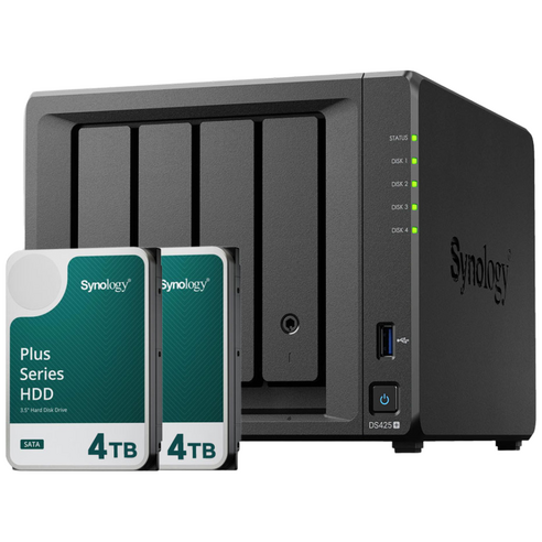[ 시놀로지 공식총판 ] 시놀로지 나스 DS425+4bay [8TB]HAT3300-4TBX2EA 합본 기업용 NAS
