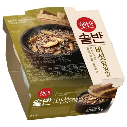 햇반 솥반 버섯 영양밥, 200g, 4개