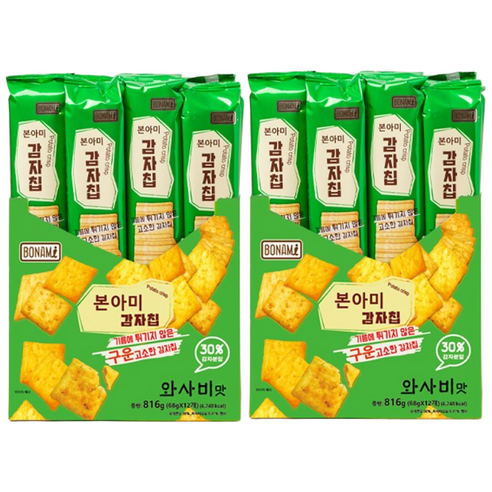 12+12 본아미(bonami) 감자칩 68g x 24 봉 (두케이스) 와사비24, 68g, 24개