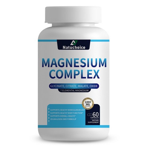 마그네슘 글리시네이트 1000mg 마그네슘 추천 베지 캡슐 마그네슘 영양제 근육 수면 지원 스트레스 완화 영양 캡슐 데일리 식이 영양 보충, 1개, 60회분