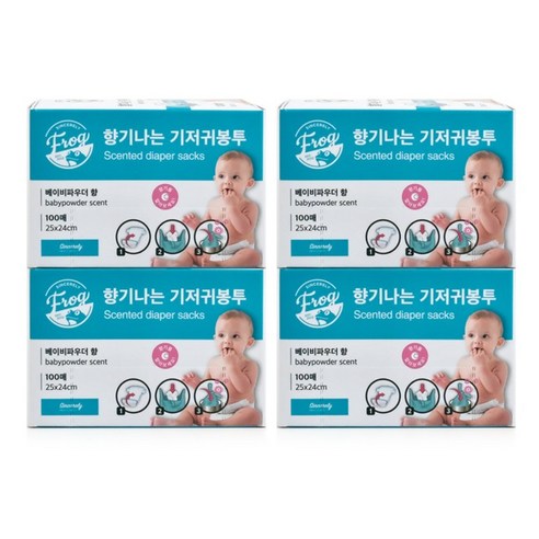 프로그 향기나는 기저귀봉투 베이비파우더향 100p, 4개