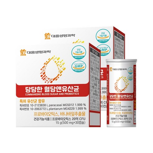 대웅생명과학 당당한 혈당앤 특허유산균 당케어 & 장건강 바나바잎, 30정, 2개