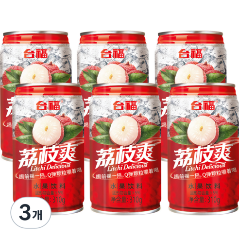 리치 과육 주스, 3개, 330ml