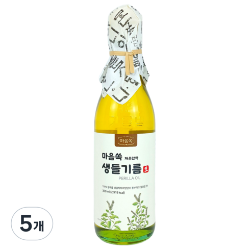 [마음쏙] 가족의 건강 저온압착 생들기름, 5개, 350ml
