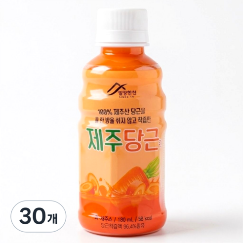 당근 주스 국내산 제주 100% 착즙, 180ml, 30개