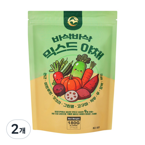 믹스야채칩 건강간식 어린이 다이어트과자, 2개, 180g