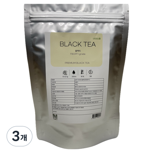 실론 프리미엄 블랙티 찻잎 (최상위 등급 FBOPF1 프리미엄 스리랑카산 홍차/ Black Tea), 3개, 1개입, 200g