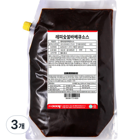 레피 지코바 스타일 양념 소스 숯불 치킨 바베큐, 1L, 3개