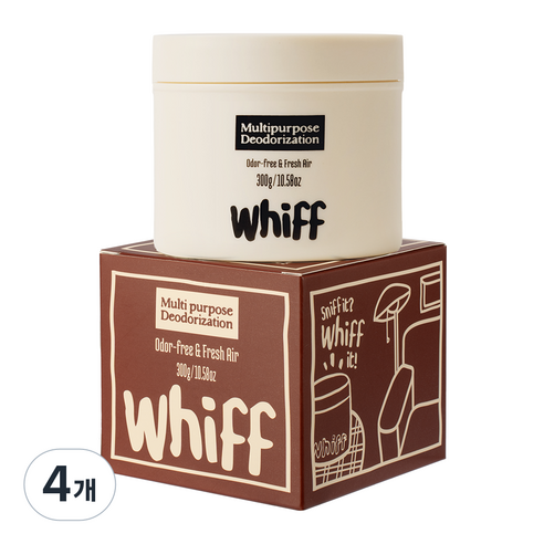 [공식몰] 위프 탈취제 WHIFF 침실 새집증후군 고체탈취제 초강력 냄새 제거 헤이즈 베이지, 4개, 300g