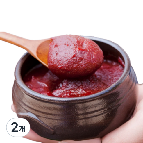 [산골행복콩]국산 명품 수제 안매운 전통 고추장, 2개, 1kg