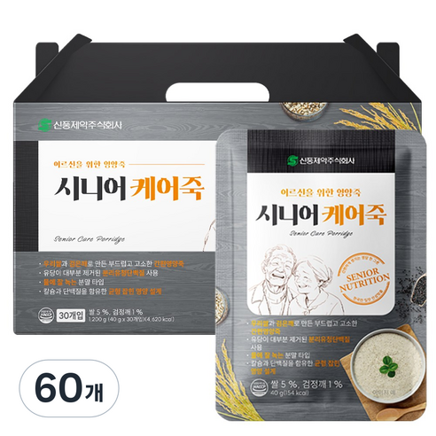 신풍제약 시니어 케어죽 영양죽 시니어죽, 40g, 60개