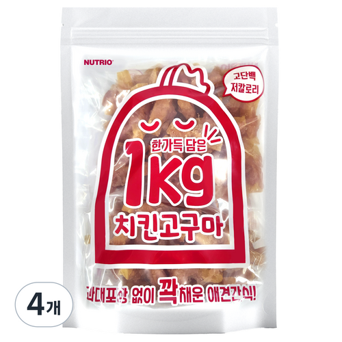 뉴트리오 강아지 한가득담은 대용량 간식, 4개, 1kg, 치킨고구마